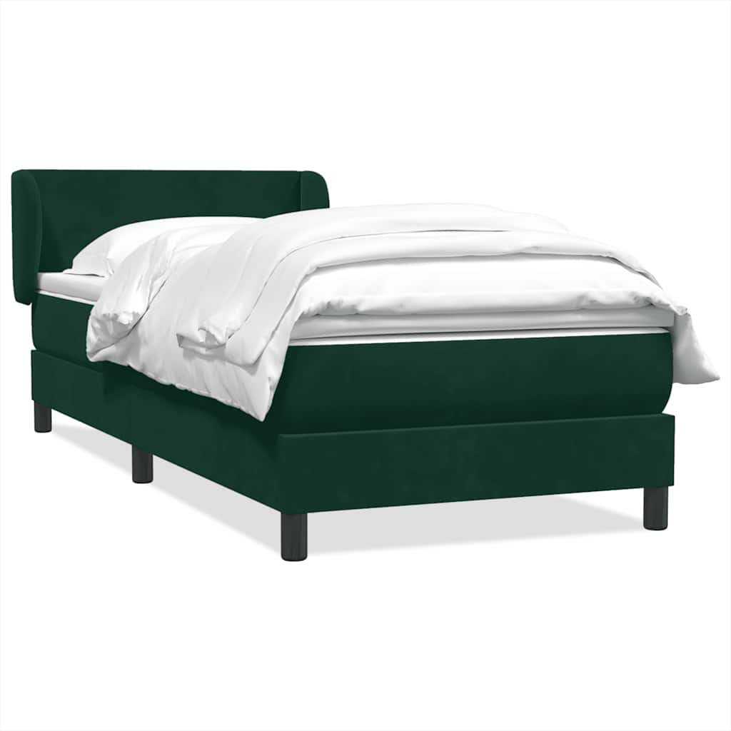 JUNG Vida Boxspringbett mit Matratze Dunkelgrün 80x220 cm Samt
