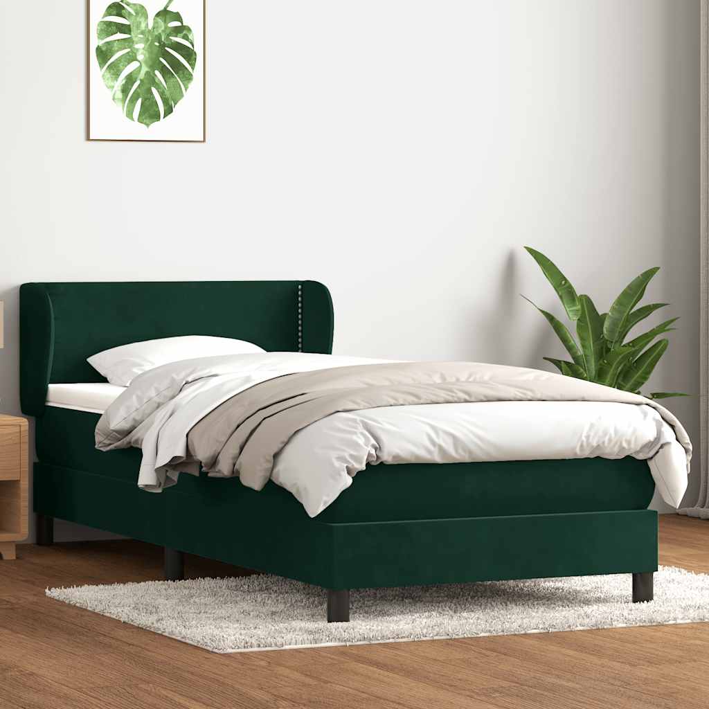 JUNG Vida Boxspringbett mit Matratze Dunkelgrün 80x220 cm Samt
