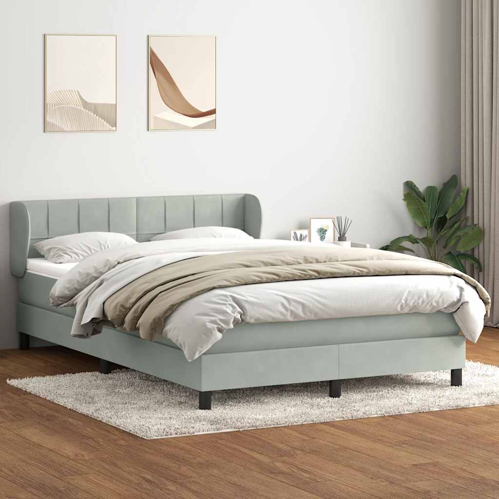 JUNG Vida Boxspringbett mit Matratze Hellgrau 140x210 cm Samt