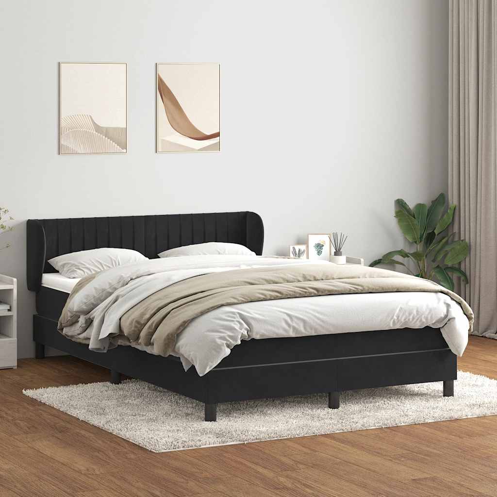 JUNG Vida Boxspringbett mit Matratze Schwarz 160x210 cm Samt
