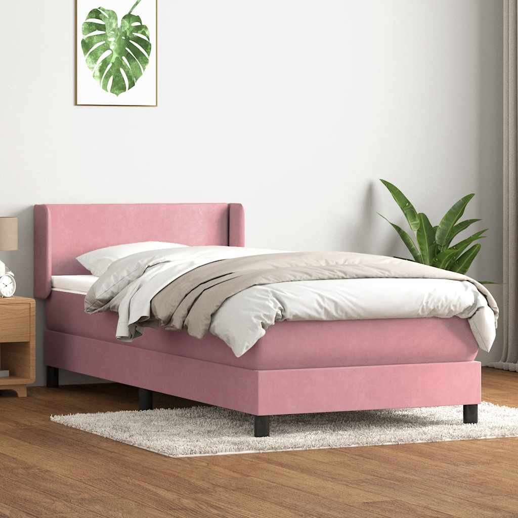 JUNG Vida Boxspringbett mit Matratze Rosa 80x220 cm Samt