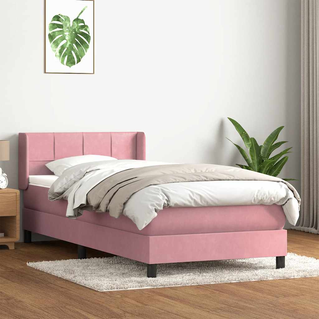JUNG Vida Boxspringbett mit Matratze Rosa 80x220 cm Samt