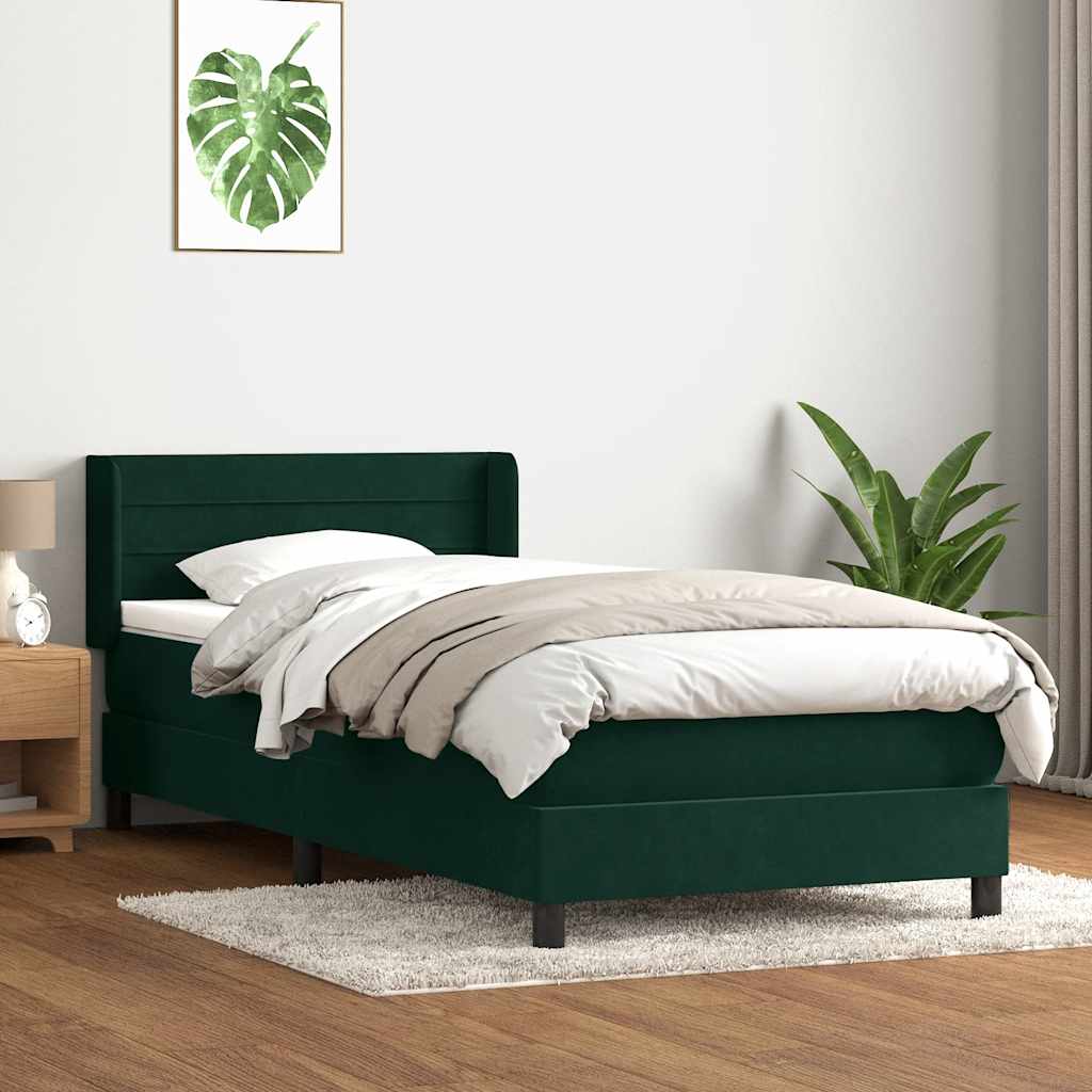 JUNG Vida Boxspringbett mit Matratze Dunkelgrün 90x210 cm Samt
