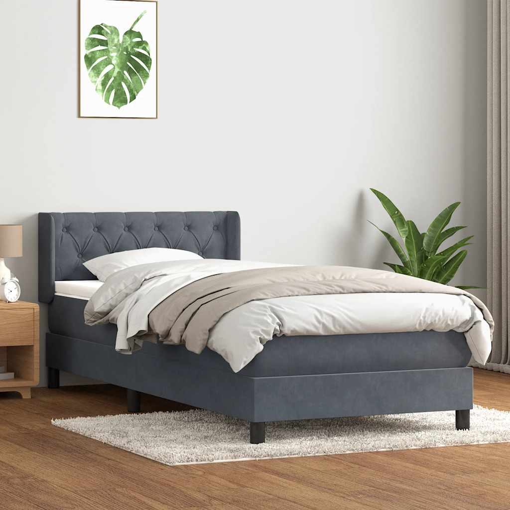 JUNG Vida Boxspringbett mit Matratze Dunkelgrau 80x210 cm Samt