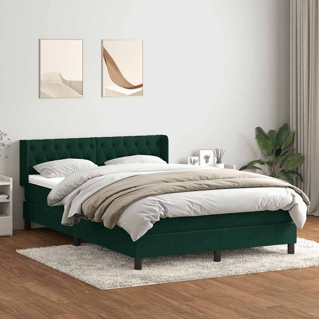 JUNG Vida Boxspringbett mit Matratze Dunkelgrün 160x210 cm Samt
