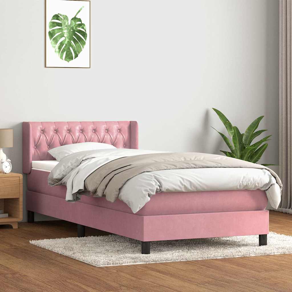 JUNG Vida Boxspringbett mit Matratze Rosa 100x220 cm Samt