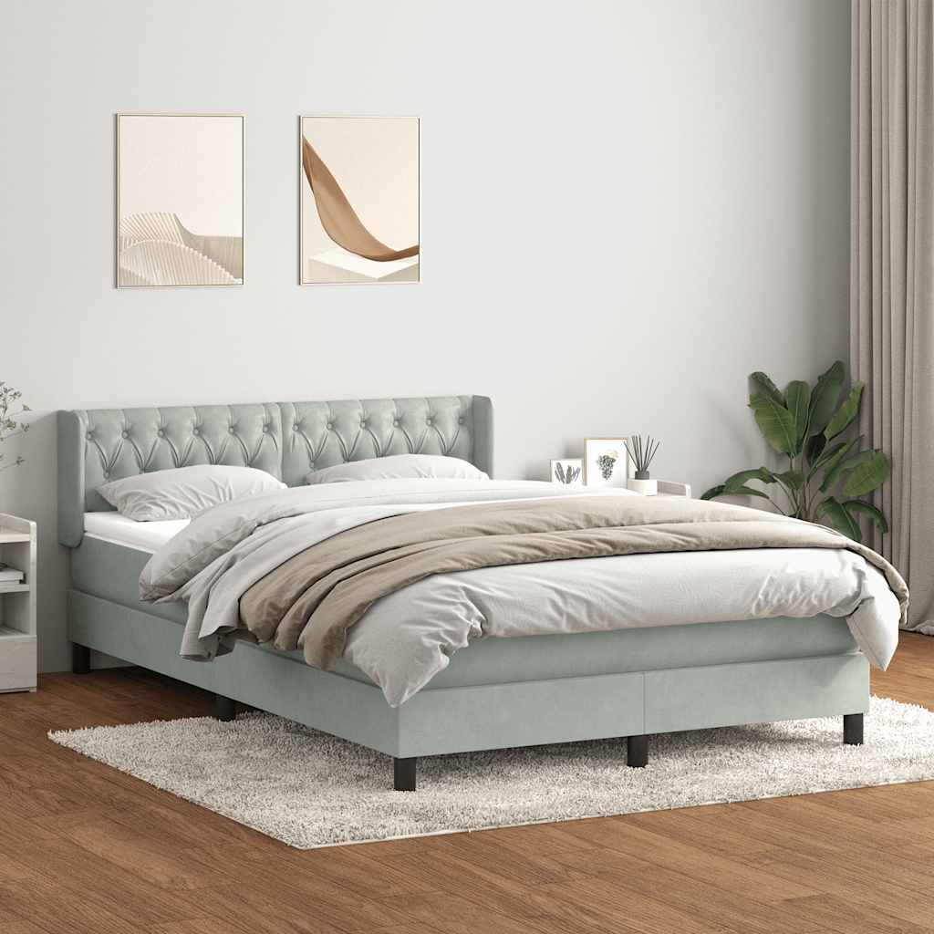 JUNG Vida Boxspringbett mit Matratze Hellgrau 160x220 cm Samt