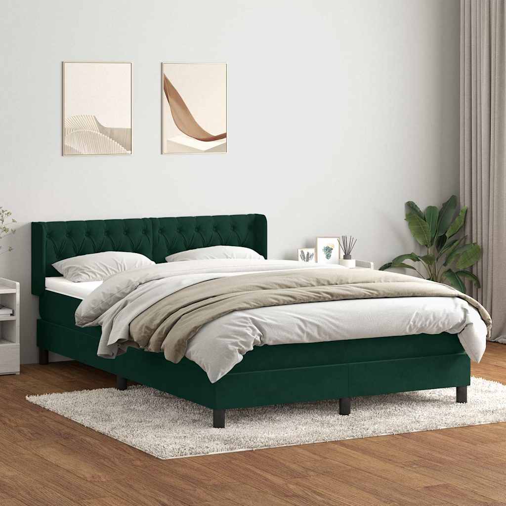 JUNG Vida Boxspringbett mit Matratze Dunkelgrün 160x220 cm Samt