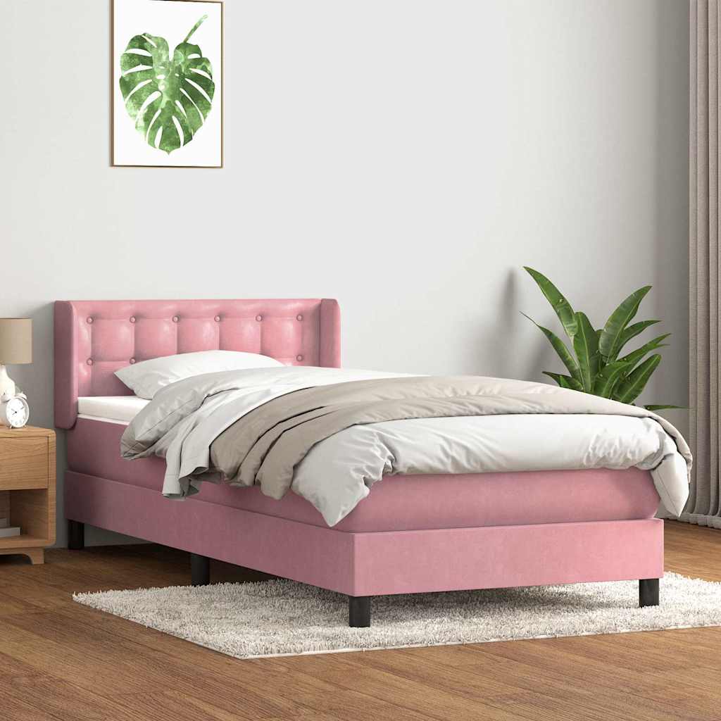 JUNG Vida Boxspringbett mit Matratze Rosa 90x220 cm Samt
