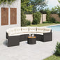 JUNG Vida Gartensofa mit Tisch und Kissen Halbrund Schwarz Poly-Rattan