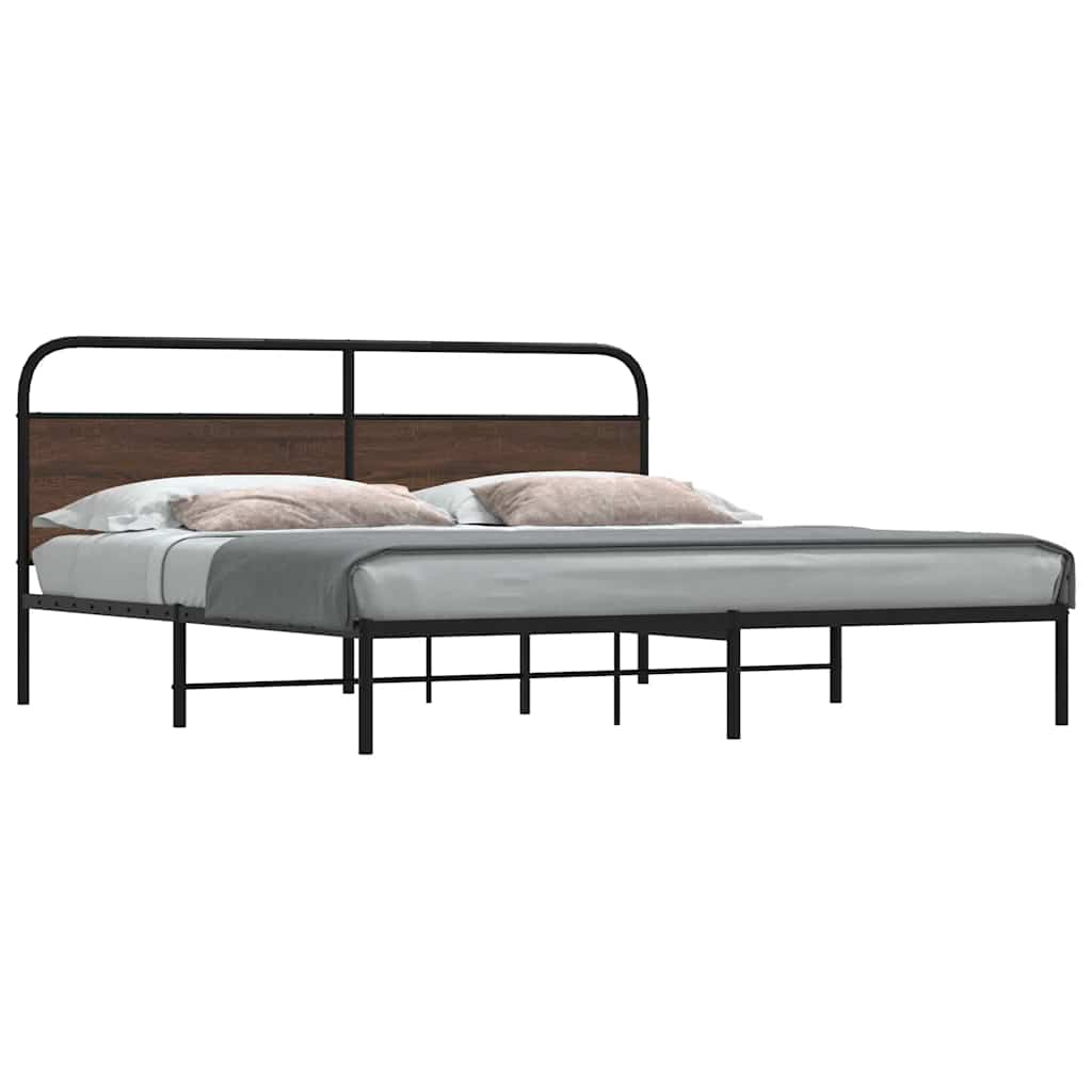 JUNG Vida Metallbett ohne Matratze Braun Eichen-Optik 183x213 cm