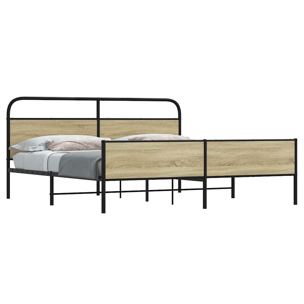 JUNG Vida Metallbett ohne Matratze Sonoma-Eiche 200x200 cm