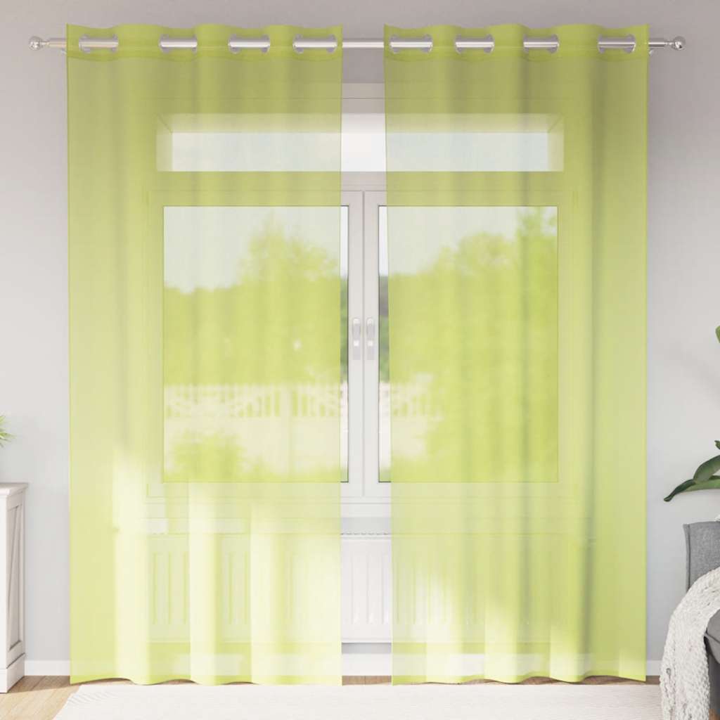 JUNG Vida Voile Vorhänge mit Ösen 2 Stk. Apfelgrün 140x245 cm