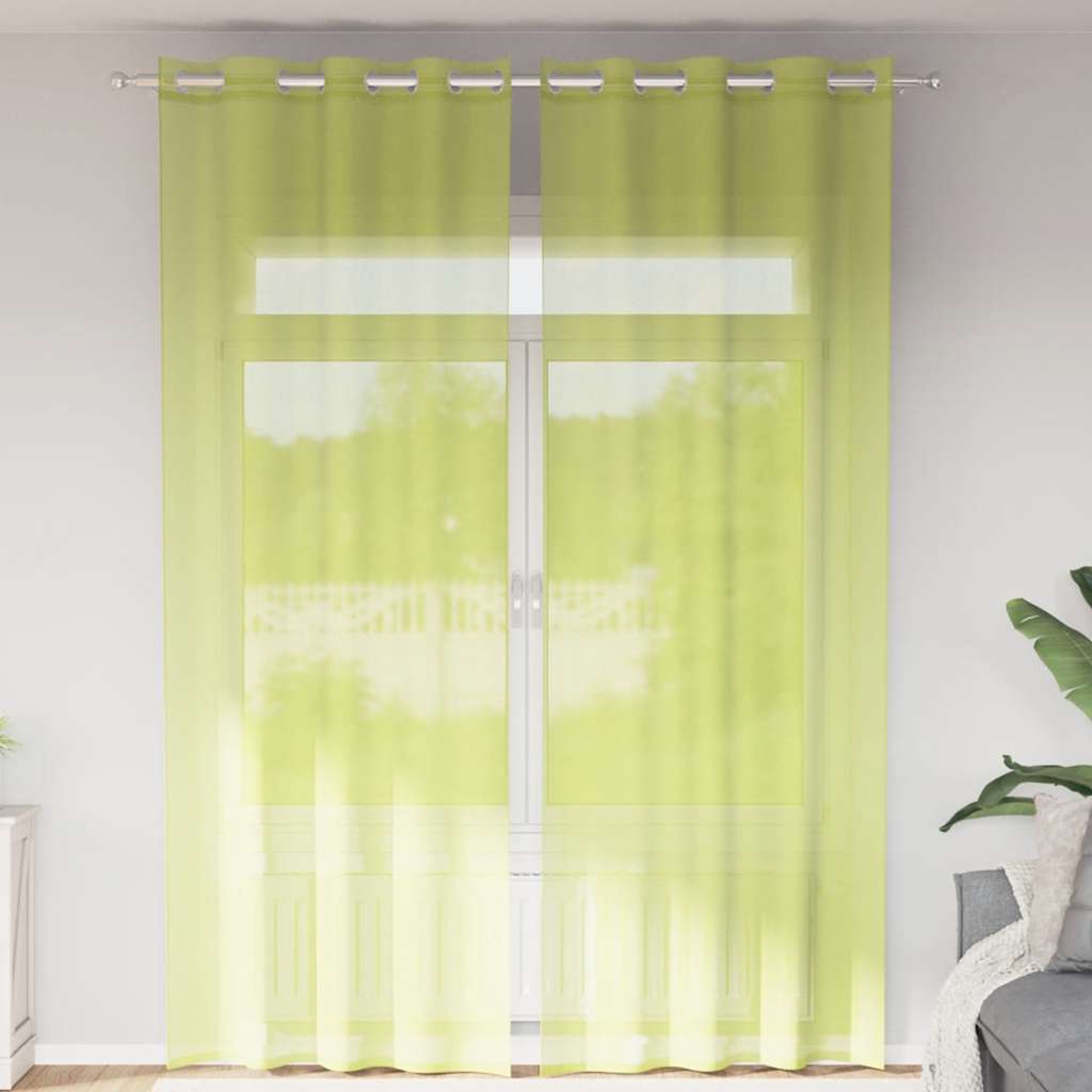 JUNG Vida Voile Vorhänge mit Ösen 2 Stk. Apfelgrün 140x260 cm