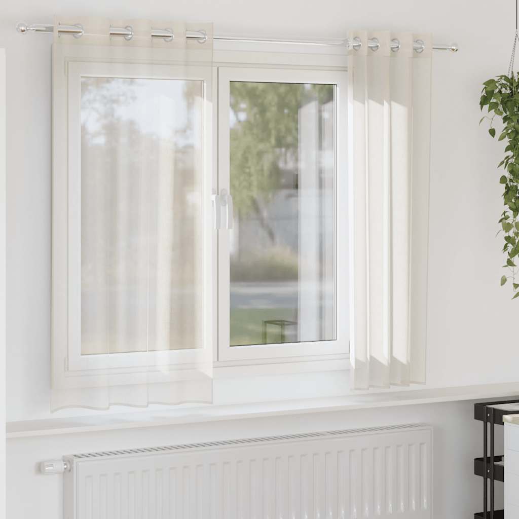 JUNG Vida Voile Vorhänge mit Ösen 2 Stk. Creme 140x175 cm
