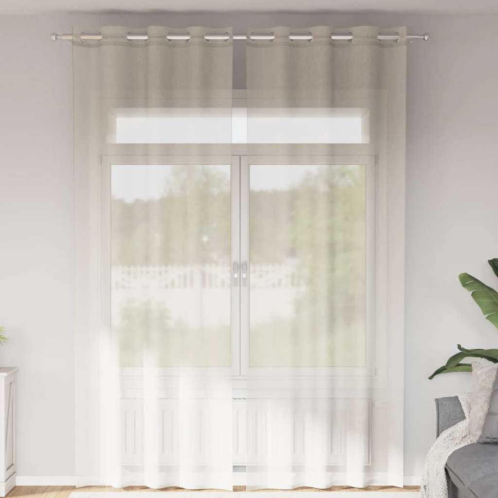 JUNG Vida Voile Vorhänge mit Ösen 2 Stk. Creme 140x260 cm