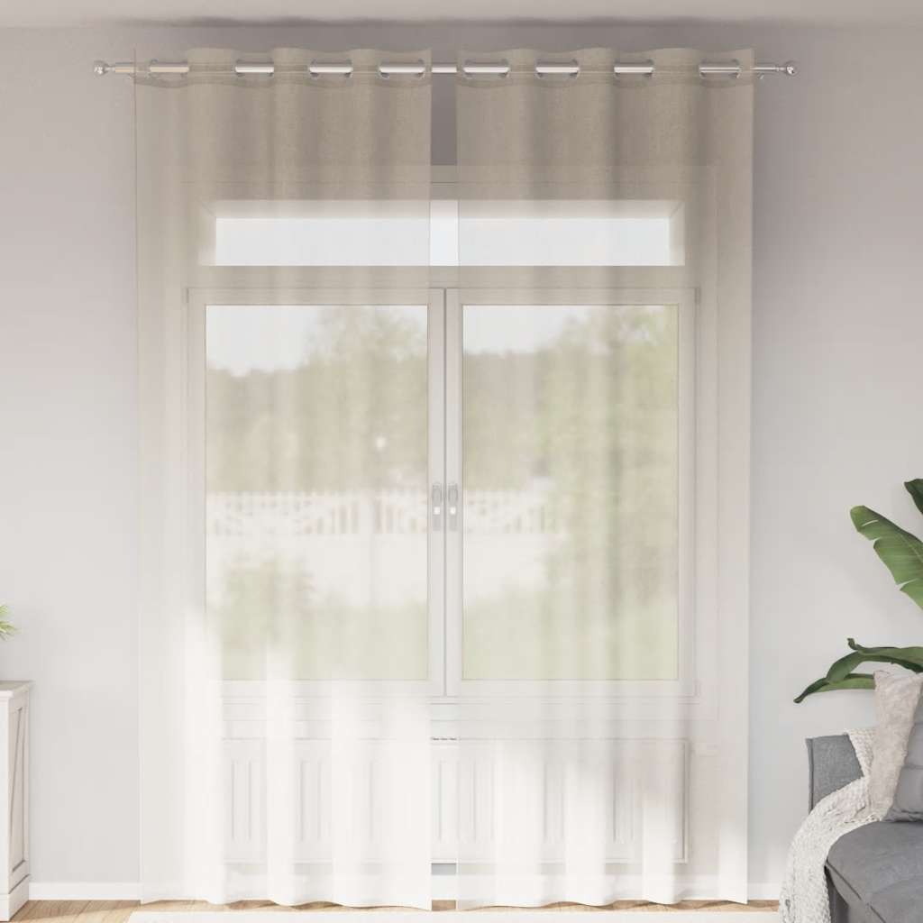 JUNG Vida Voile Vorhänge mit Ösen 2 Stk. Creme 140x300 cm