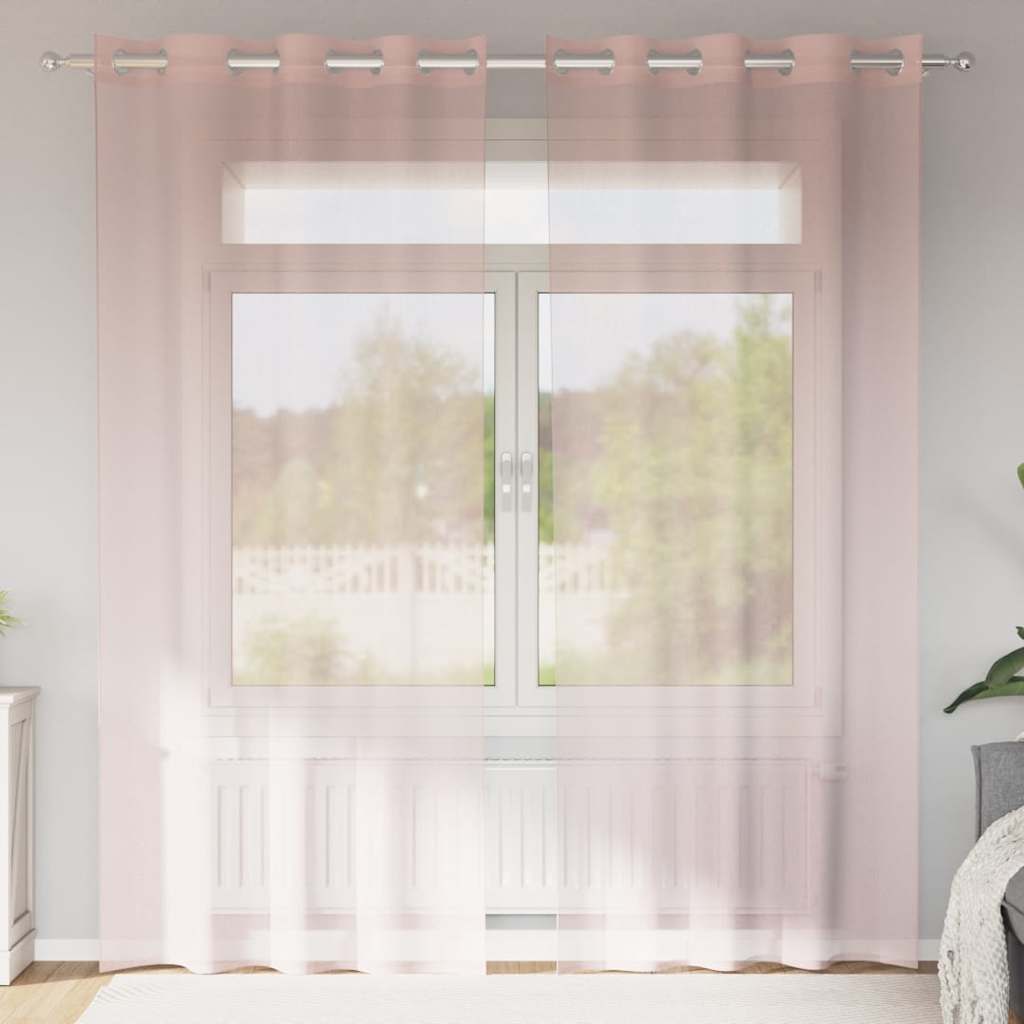 JUNG Vida Voile Vorhänge mit Ösen 2 Stk. Hellrosa 140x225 cm