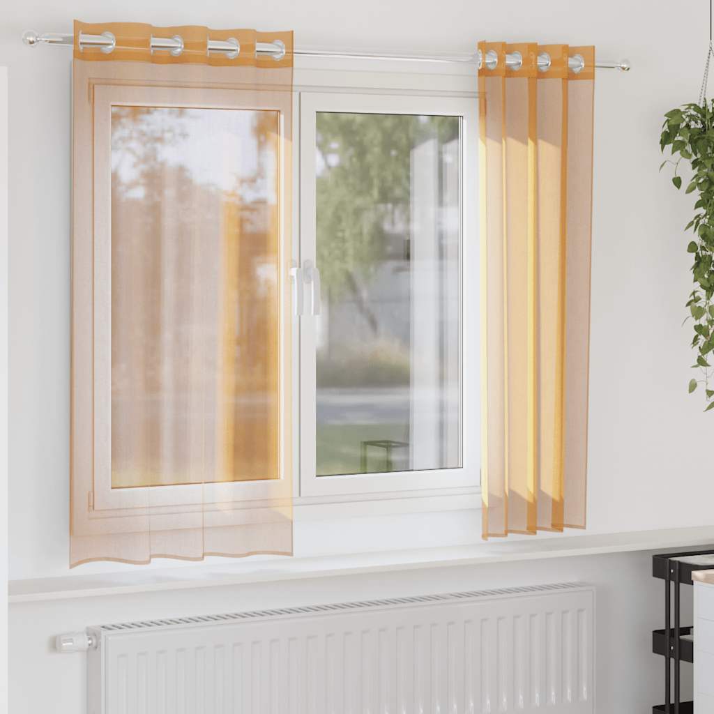 JUNG Vida Voile Vorhänge mit Ösen 2 Stk. Orange 140x140 cm