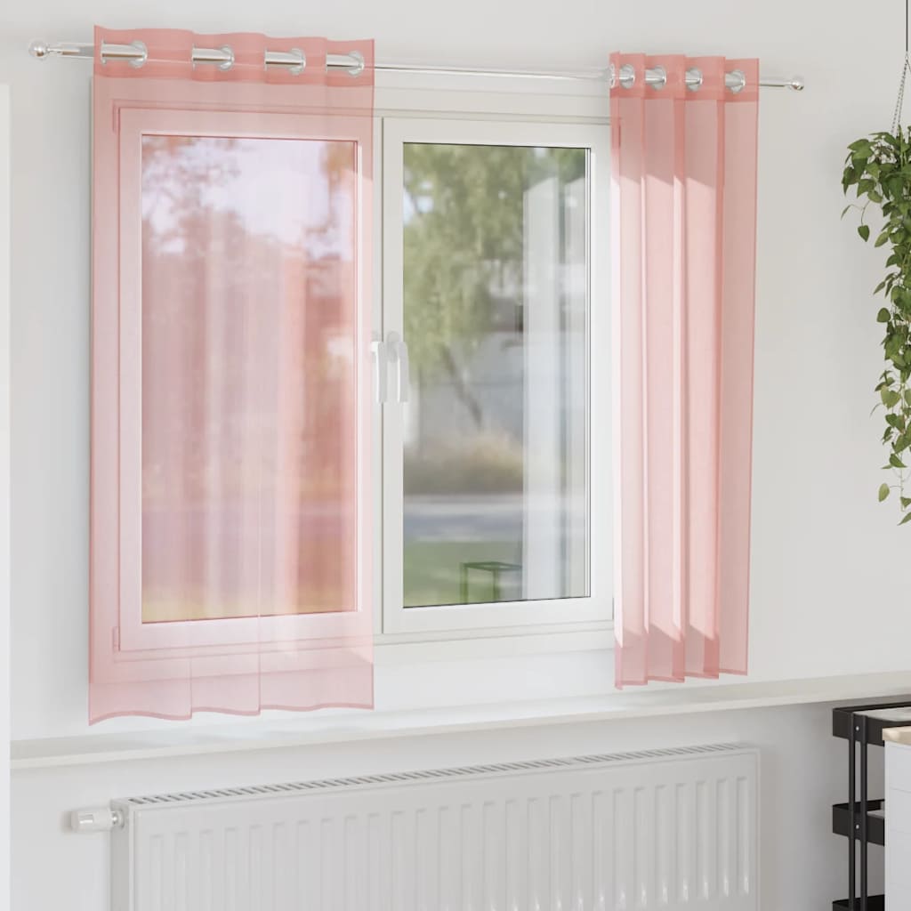 JUNG Vida Voile Vorhänge mit Ösen 2 Stk. Rosa 140x140 cm