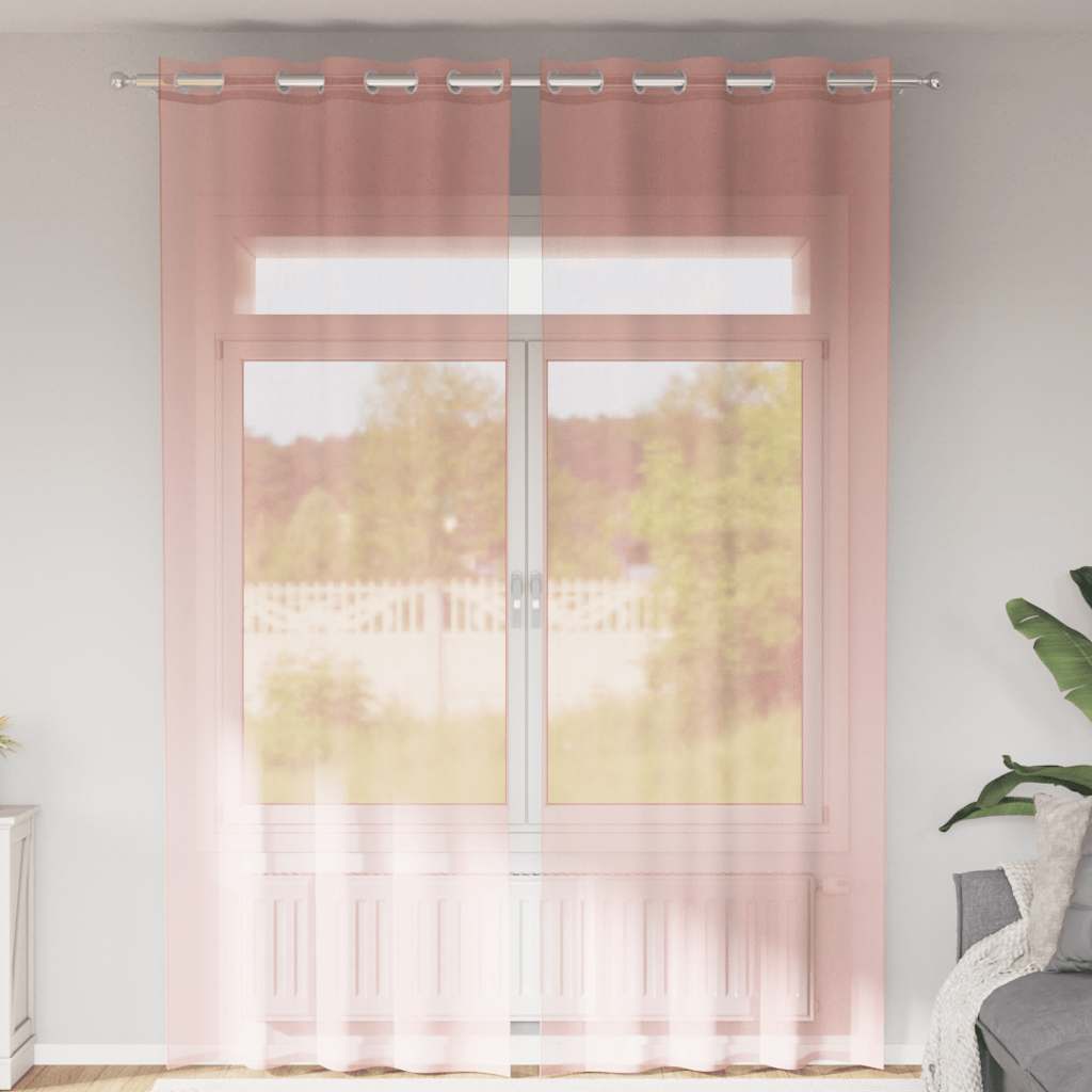 JUNG Vida Voile Vorhänge mit Ösen 2 Stk. Rosa 140x300 cm