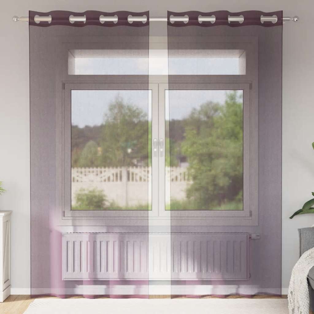 JUNG Vida Voile Vorhänge mit Ösen 2 Stk. Lila 140x225 cm