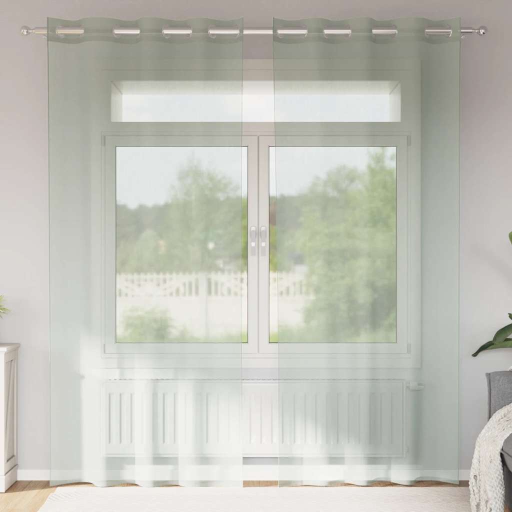 JUNG Vida Voile Vorhänge mit Ösen 2 Stk. Hellgrau 140x245 cm