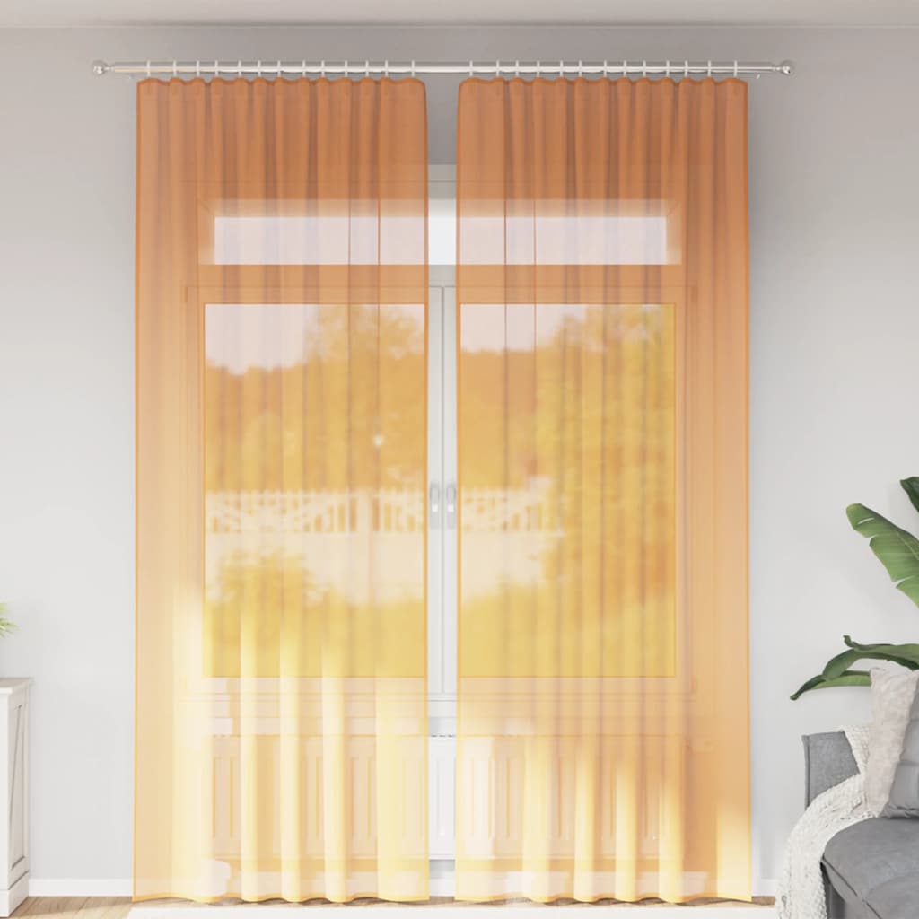 JUNG Vida Voile Vorhänge mit Stangentaschen 2 Stk. Orange