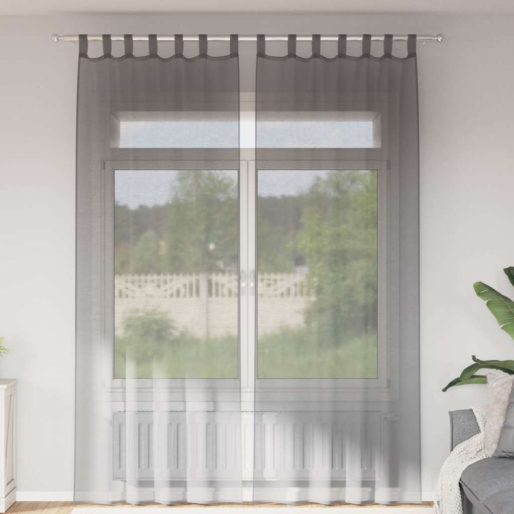 JUNG Vida Voile Vorhänge mit Schlaufen 2 Stk. Dunkelgrau 140x260 cm