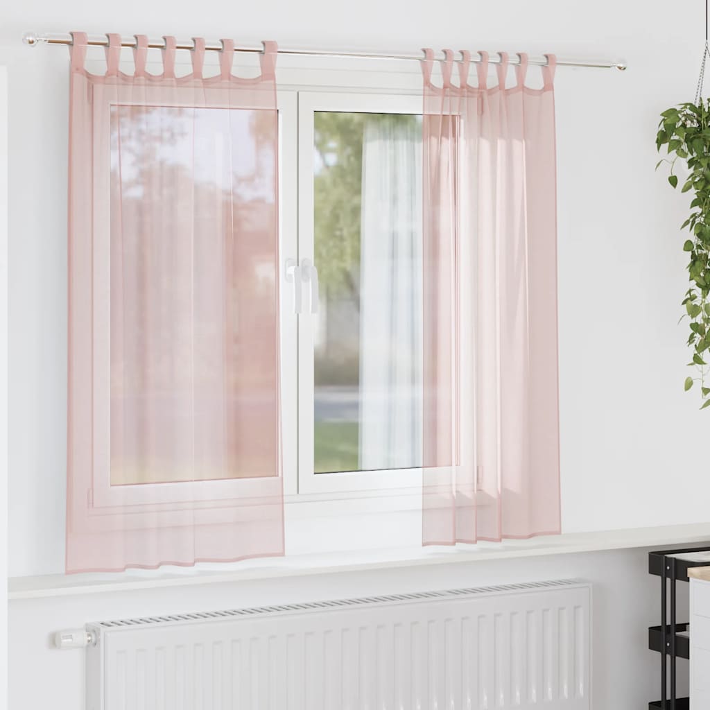 JUNG Vida Voile Vorhänge mit Schlaufen 2 Stk. Hellrosa 140x140 cm