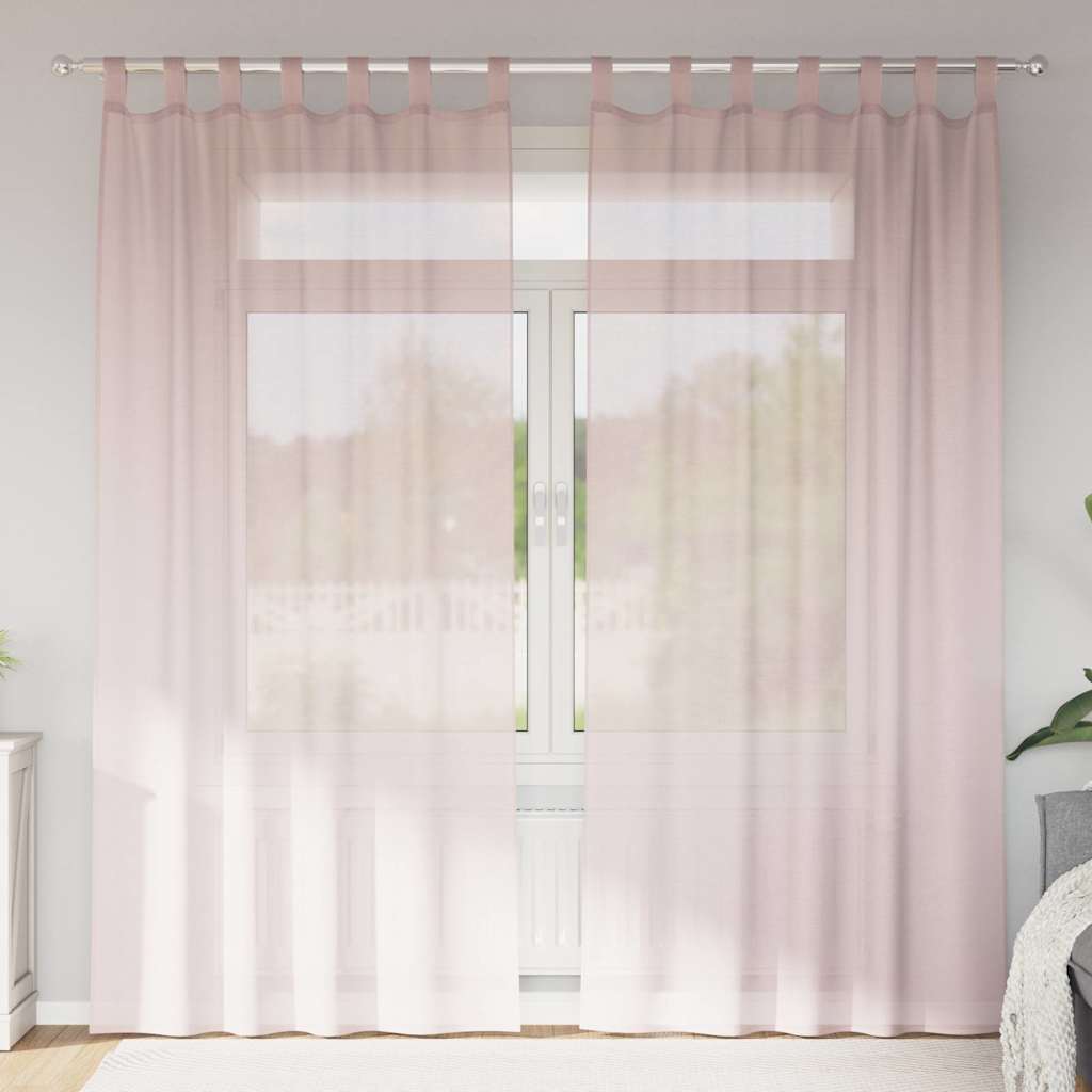 JUNG Vida Voile Vorhänge mit Schlaufen 2 Stk. Hellrosa 140x245 cm