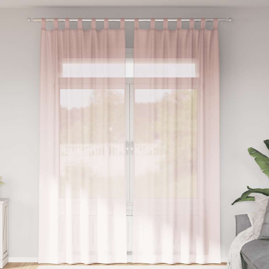 JUNG Vida Voile Vorhänge mit Schlaufen 2 Stk. Hellrosa 140x260 cm