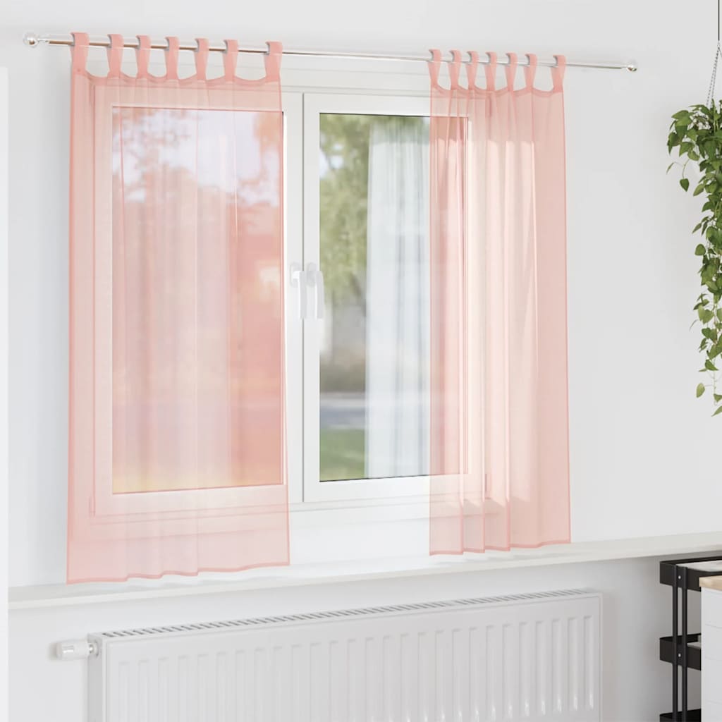 JUNG Vida Voile Vorhänge mit Schlaufen 2 Stk. Rosa 140x140 cm