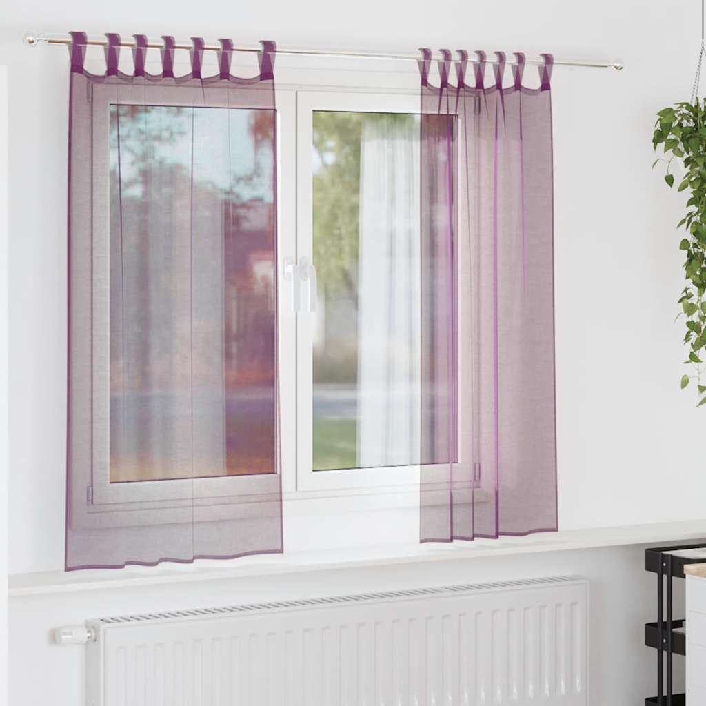 JUNG Vida Voile Vorhänge mit Schlaufen 2 Stk. Lila 140x140 cm