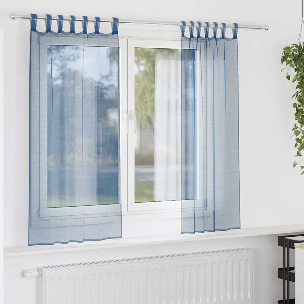 JUNG Vida Voile Vorhänge mit Schlaufen 2 Stk. Königsblau 140x140 cm