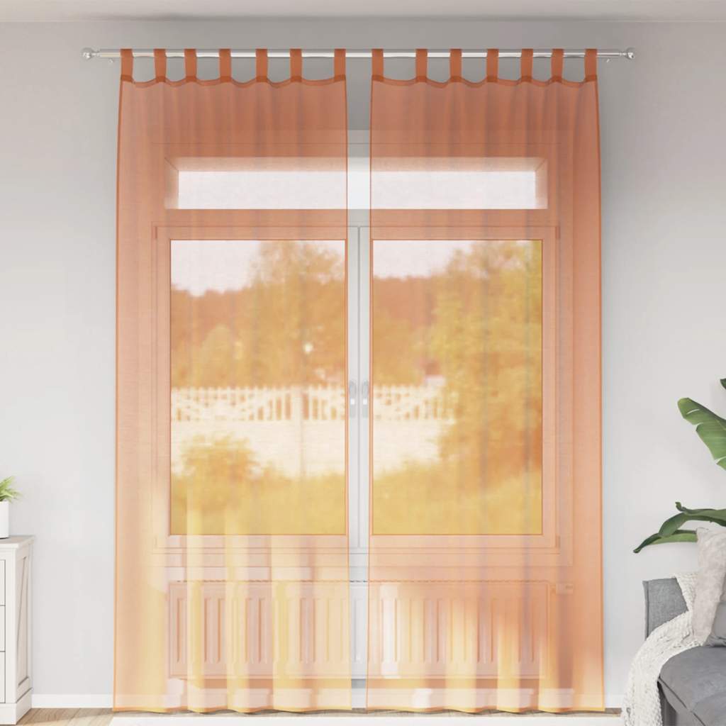 JUNG Vida Voile Vorhänge mit Schlaufen 2 Stk. Terrakottarot 140x260 cm