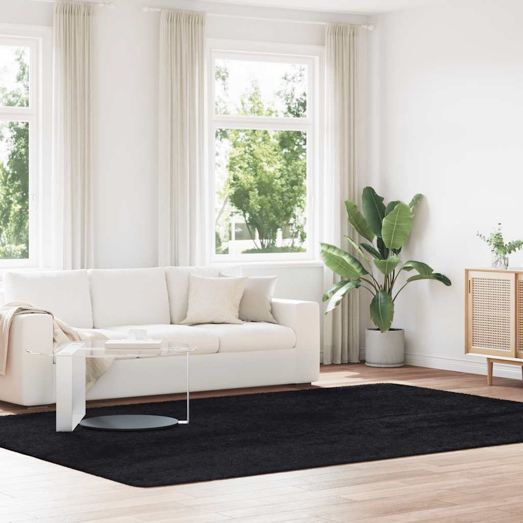 JUNG Vida Teppich Shaggy Hochflor NAVARRA Schwarz 240x340 cm Polyester