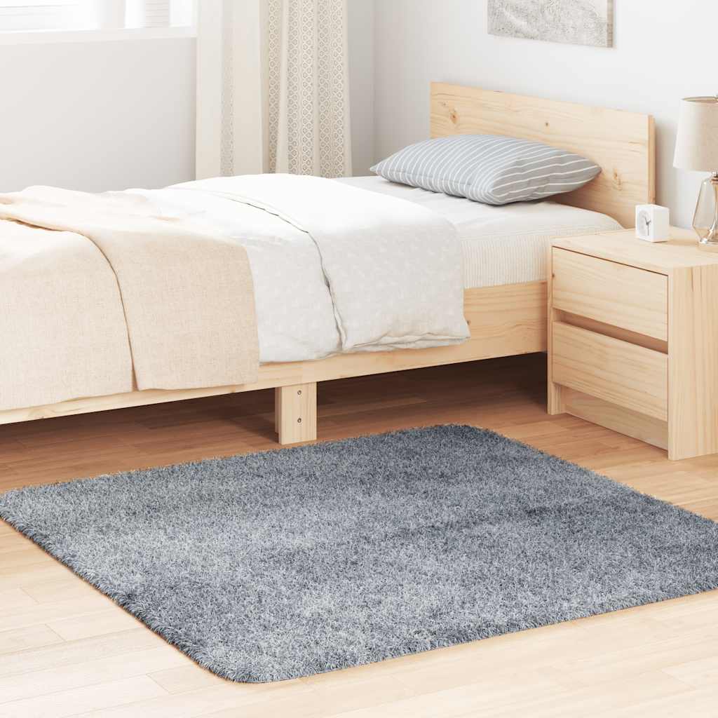 JUNG Vida Teppich Shaggy Hochflor NAVARRA Hellgrau 120x120 cm Polyester