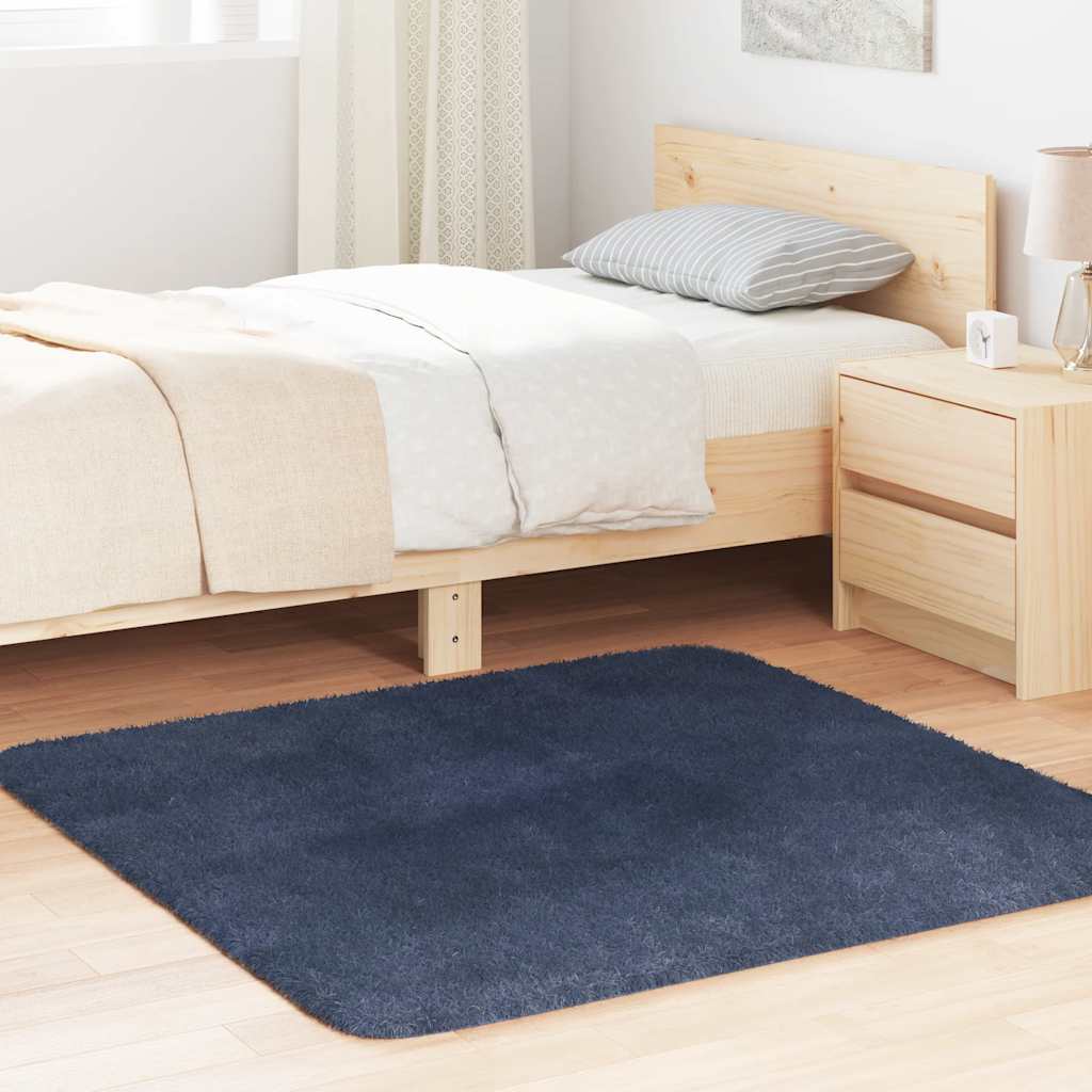 JUNG Vida Teppich Shaggy Hochflor NAVARRA Marineblau 120x120 cm Polyester