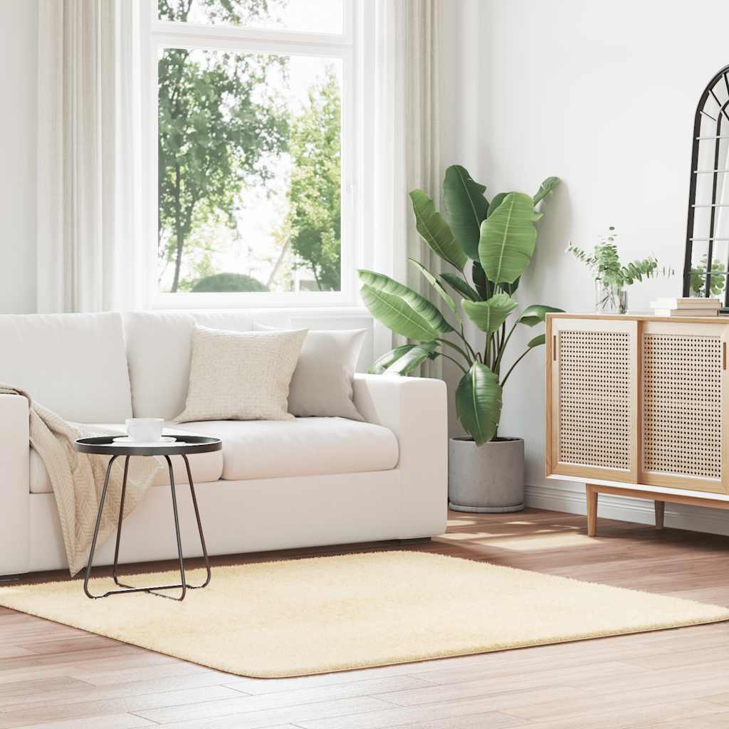 JUNG Vida Teppich Shaggy Hochflor NAVARRA Creme 160x160 cm Polyester