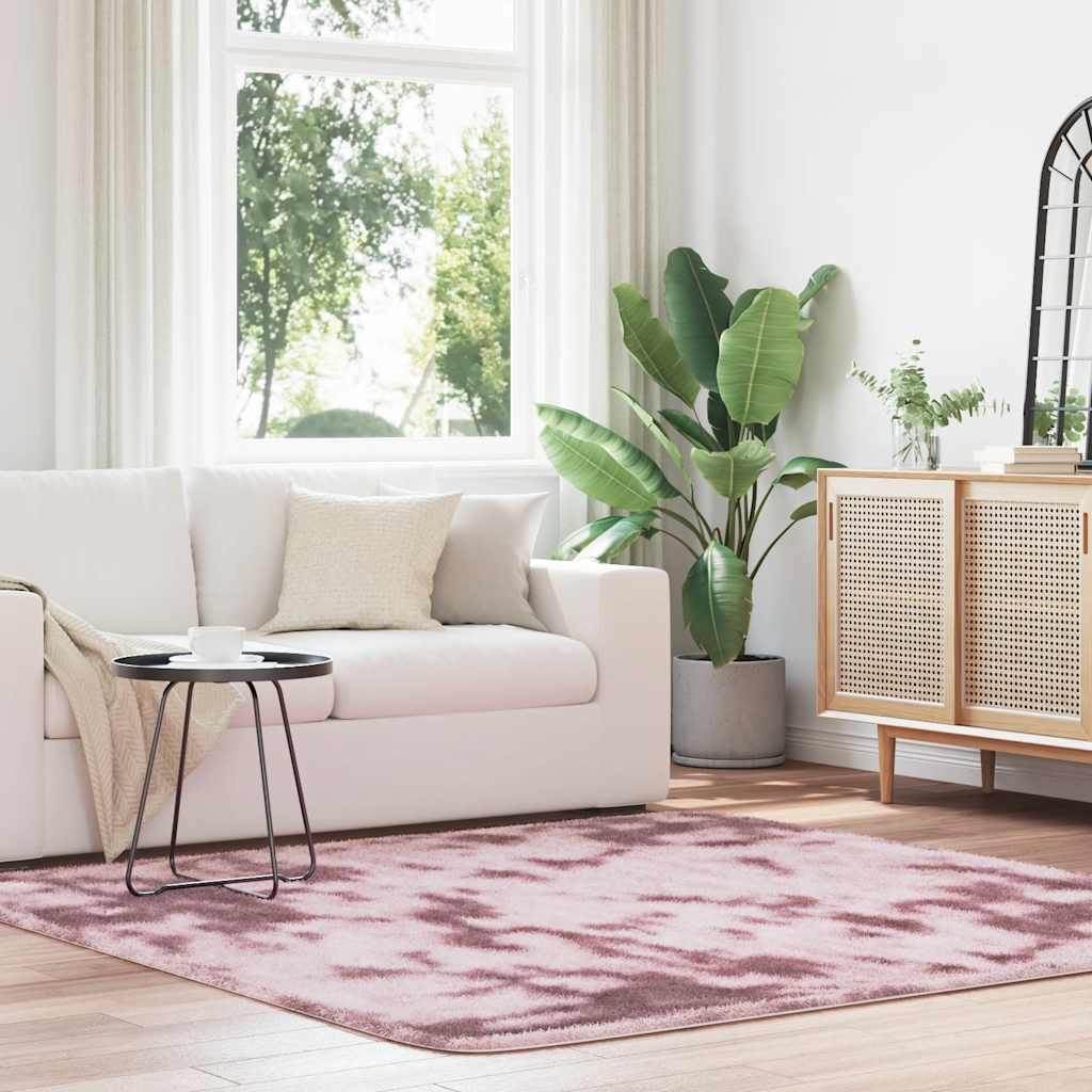 JUNG Vida Teppich Shaggy Hochflor NAVARRA Altrosa 200x200 cm Polyester