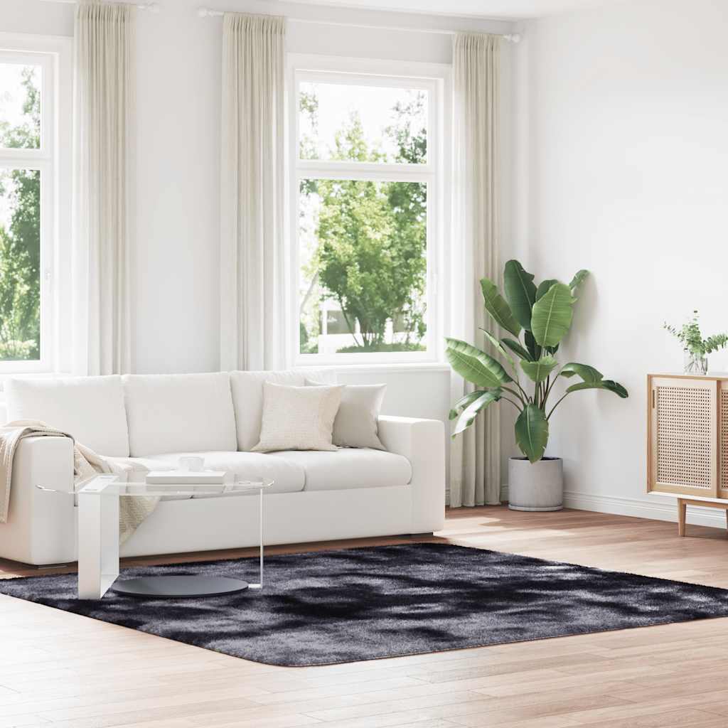 JUNG Vida Teppich Shaggy Hochflor NAVARRA Dunkelgrau 240x240 cm Polyester