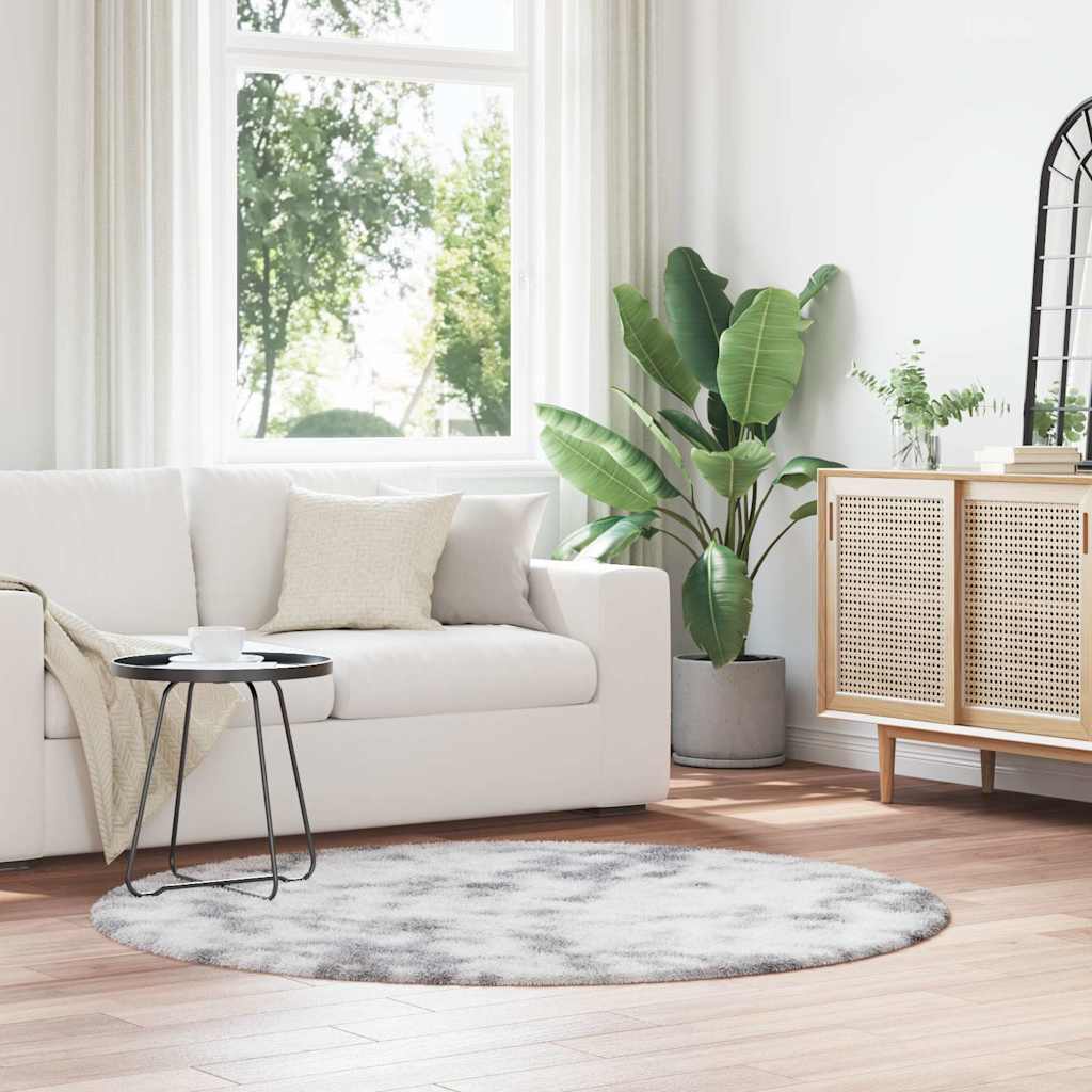 JUNG Vida Teppich Shaggy Hochflor NAVARRA Silbergrau 160x160 cm Polyester