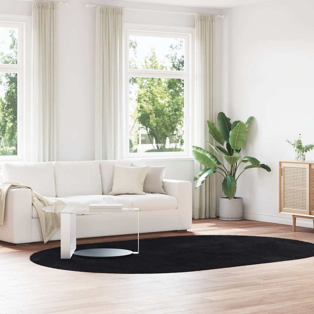 JUNG Vida Teppich Shaggy Hochflor NAVARRA Schwarz 300x200 cm Polyester