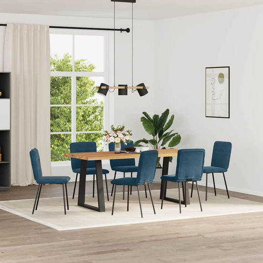 JUNG Vida Esszimmerstühle 6 Stk. Blau Samt