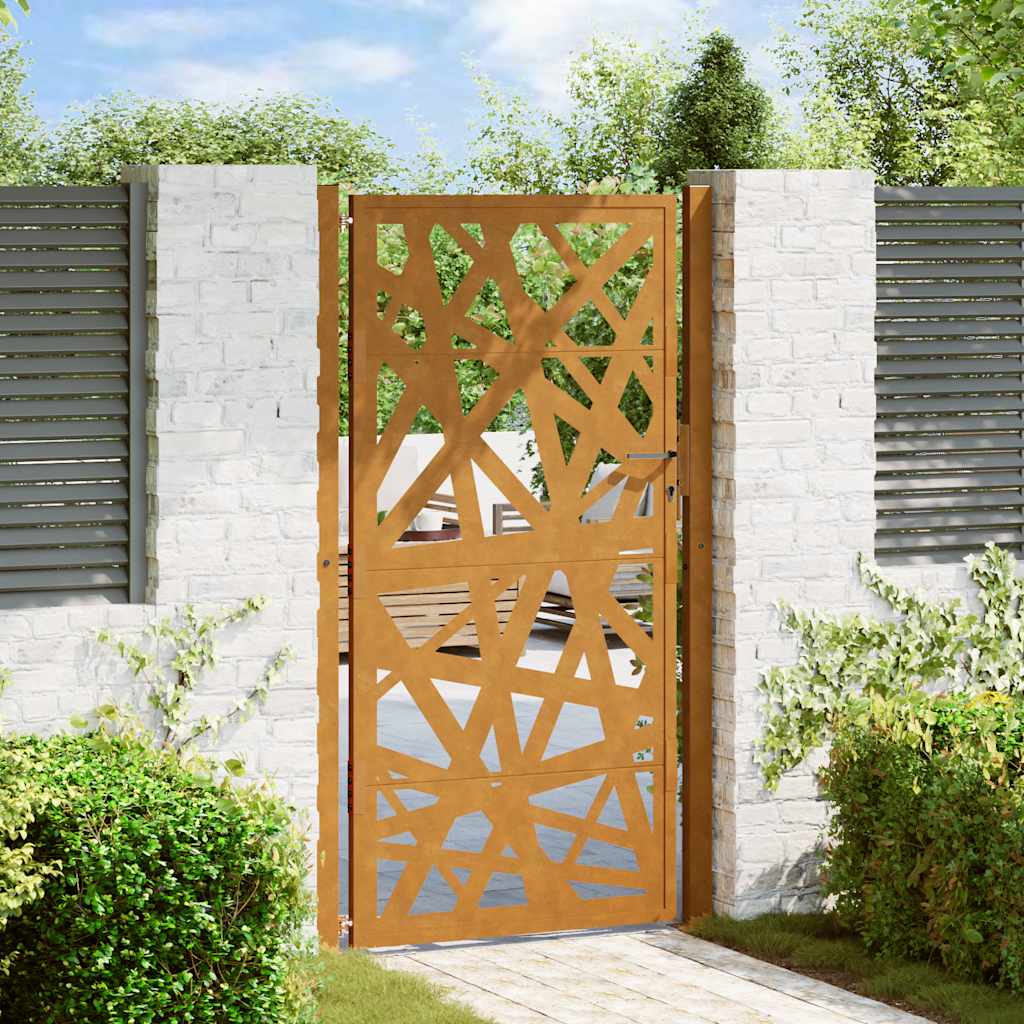 JUNG Vida Gartentor 100x175 cm Cortenstahl Helles Design