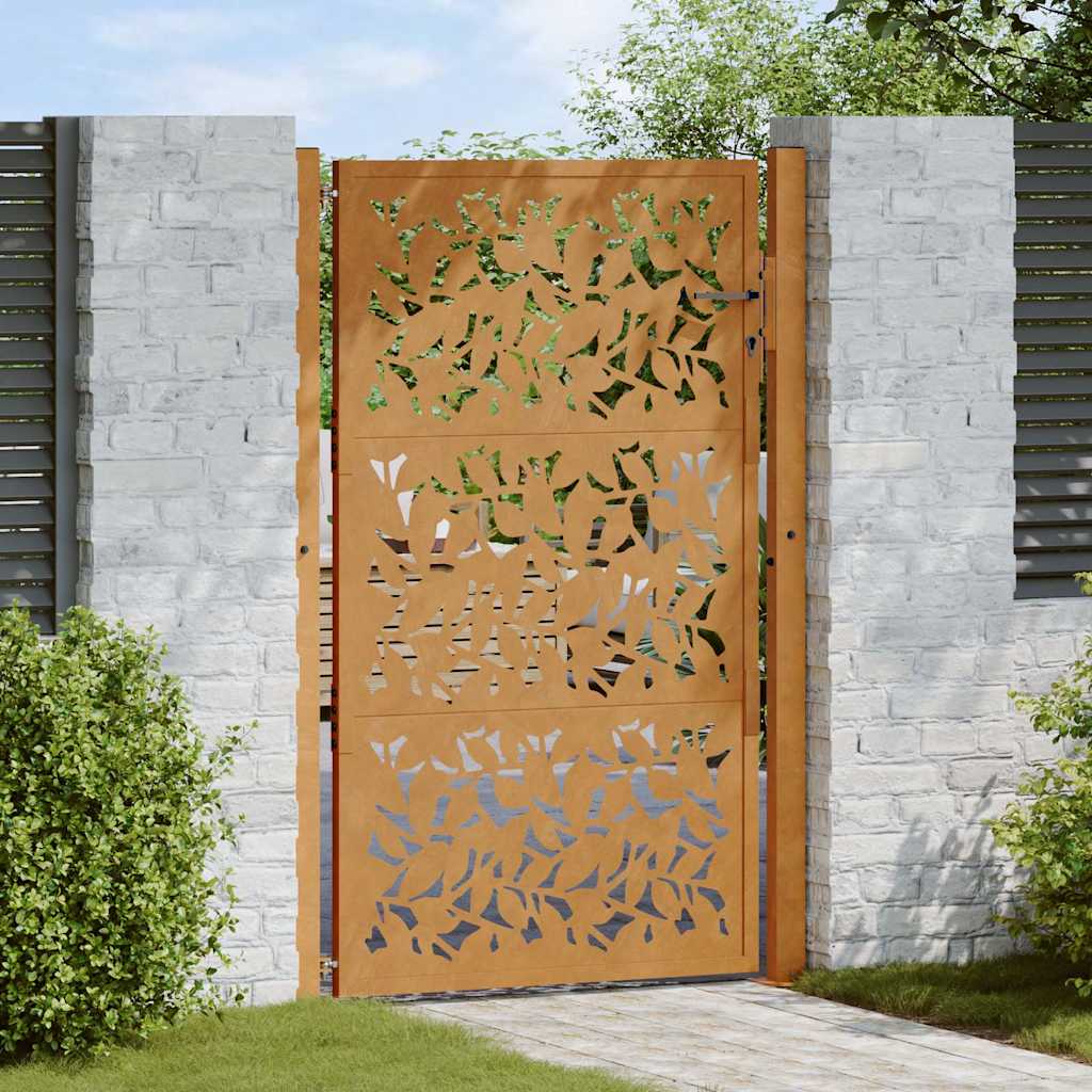 JUNG Vida Gartentor 100x150 cm Wetterfester Stahl Blattdesign