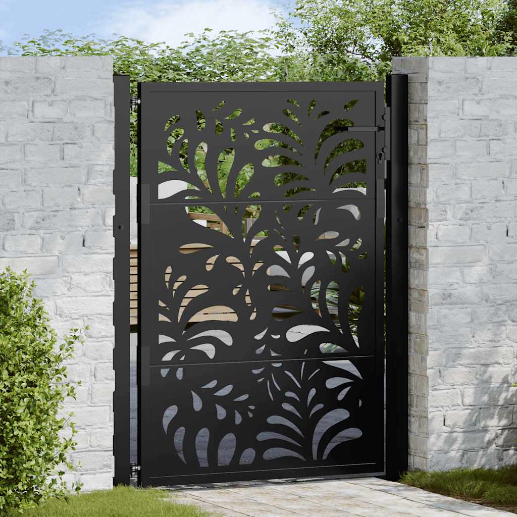 JUNG Vida Gartentor Schwarz 100x125 cm Stahl Wellendesign