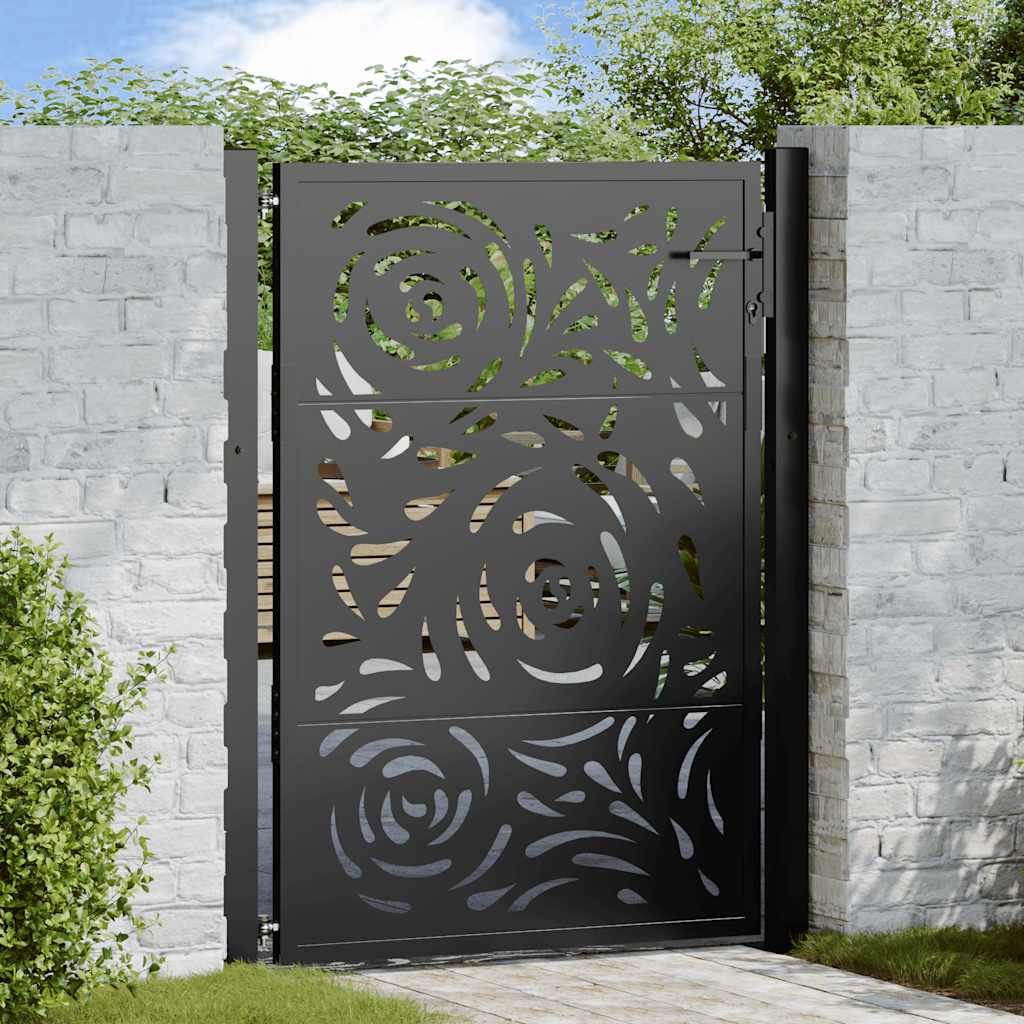 JUNG Vida Gartentor Schwarz 100x125 cm Stahl Flammendesign