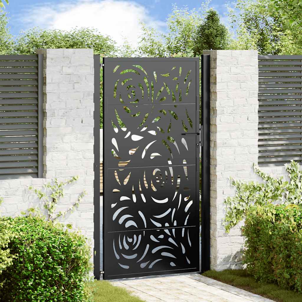 JUNG Vida Gartentor Schwarz 100x175 cm Stahl Flammendesign